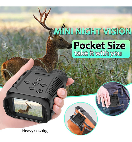 Mini Gafas De Visión Nocturna Binocular Cámara 1080p 12mp Lu