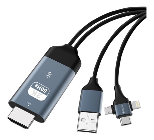 Cable De Datos 3 En 1 Devia Hdmi/ Tipo C Micro Usb Lightning