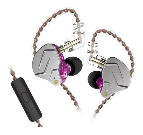 Auriculares Kz Zsn Pro con micrófono y funda, color violeta