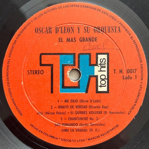 El Más Grande! (1979) - Oscar D´leon Y Su Orquesta (Usado)