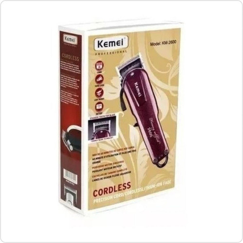 Maquina De Corte Kemei 2600 Bivolt Recarregável + Kit Barba