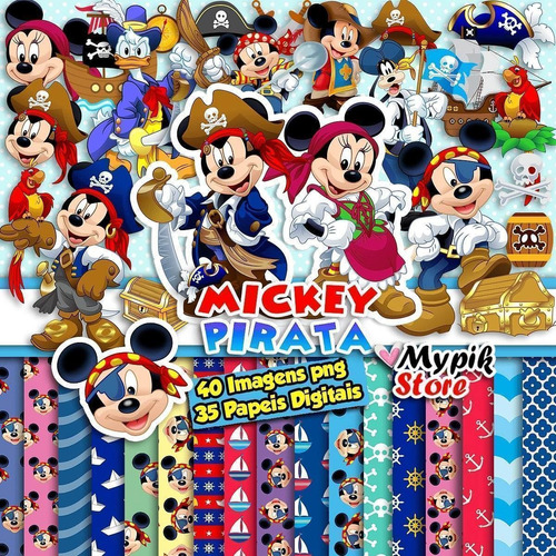 Papeles Y Cliparts Png Mickey Mouse Pirata Kit Imprimible