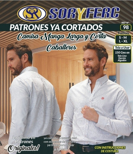 Patrones Ya Cortados #98 Camisa Manga Larga Y Corta Caballer