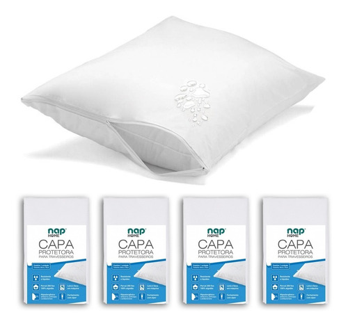 Kit 4 Capas Protetoras De Travesseiro Repelente A Líquidos