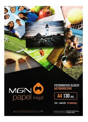 Papel Glossy Autoadhesivo Foto A4 135 Gr X20 Hojas Resma X20