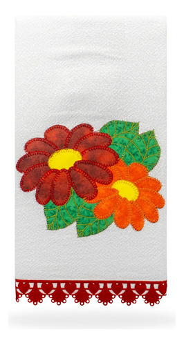 Pano De Prato Estampado Acabamento Em Renda Guardanapo Cor Flores