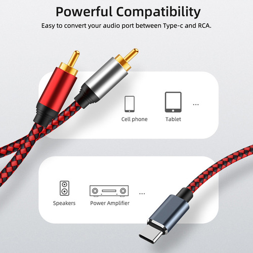 Cable De Audio Usb C A 2 Rca Y7queenly-c Macho A 2 Rca Macho