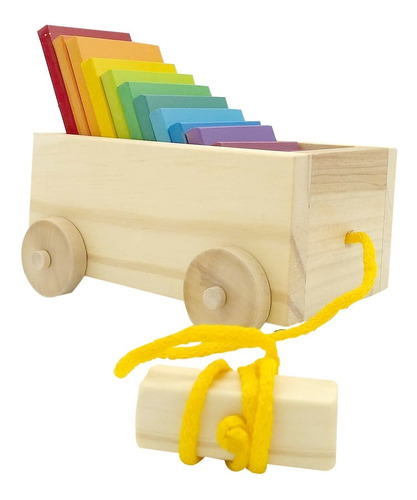 Juego Didactico Madera Carrito Arco Iris Montessori Waldorf