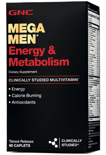 Mega Men Energía Y Metabolismo Gnc 90 Comprimidos Sabor Neutro