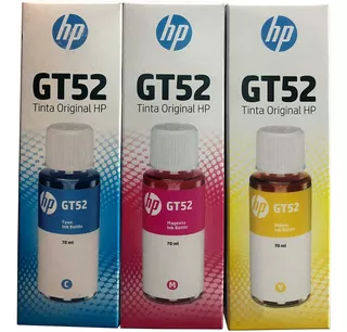 Combo 3 Botella Tinta Hp Gt52 Cian Magenta Amarillo Original