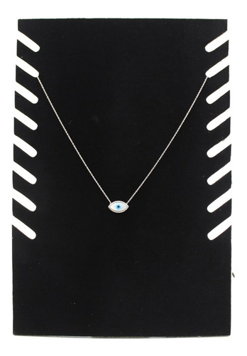 Imagen 2 de 6 de Exhibidor Mostrario 8 Cadenas Collar Terciopelo Negro Plano