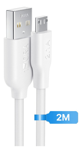 Cable Micro Usb 2.1a Carga Rápida 18w Datos 3.0 2metros Color Blanco