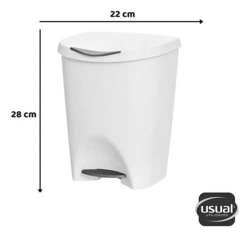 Lixeira De Chao Usual Com Pedal Para Casa Capacidade 7,5l Cor Branco