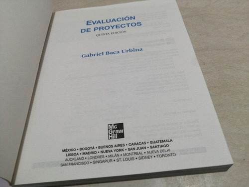 Libro. Evaluación De Proyectos. 5ta Edición. Urbina (Usado)