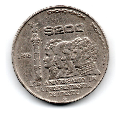 Mexico Moneda 200 Pesos Año 1985 Km#509 Conmemorativa 175 In