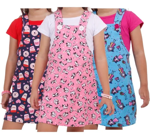 Jardineira vestido infantil sale