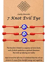 Comprar Set 3 Pulseras 7 Nudos Ojo Turco Hilo Rojo Protección Suerte
