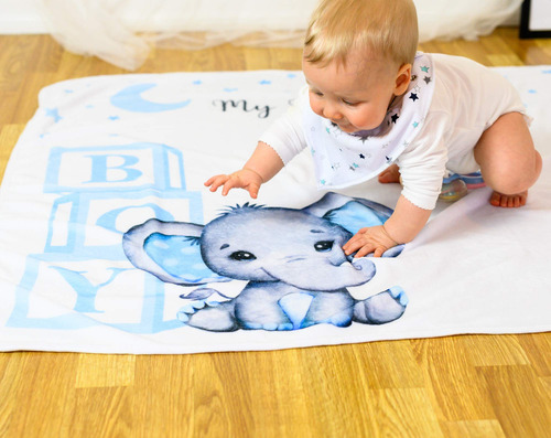 Baby Monthly Milestone Blanket Boy - Premium Extra Soft Flee