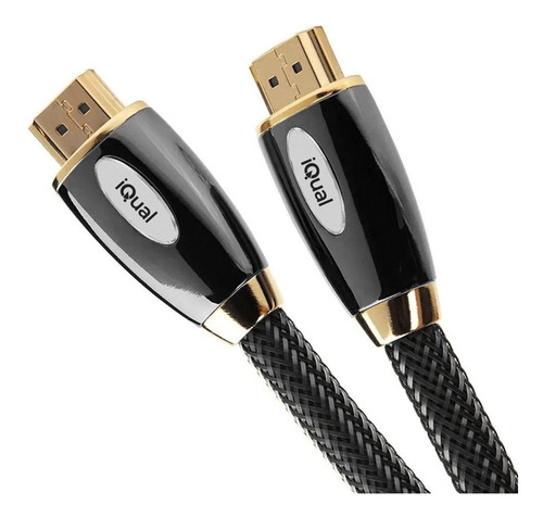 Imagen 1 de 2 de Cable Hdmi Multimedia 1,8 Metros Iqual H003 Full Hd Trenzado
