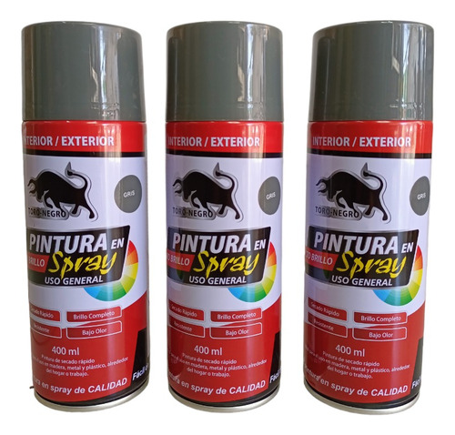 3 Unidades Spray Uso General Gris 400ml