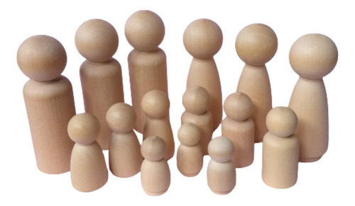 Muñecos De Madera Peg Dolls [ Pack X15 ] Combinados Vincores