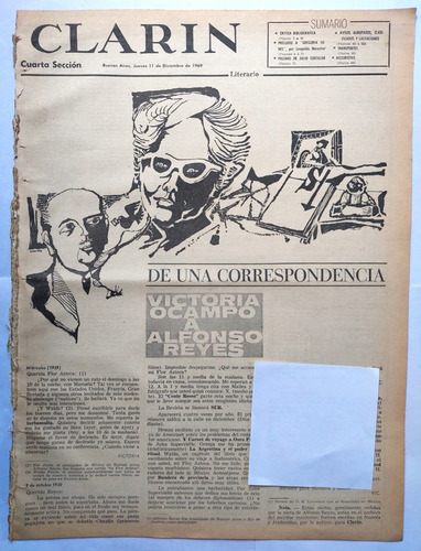 Clarin 1969 Cartas De Victoria Ocampo A Alfonso Reyes