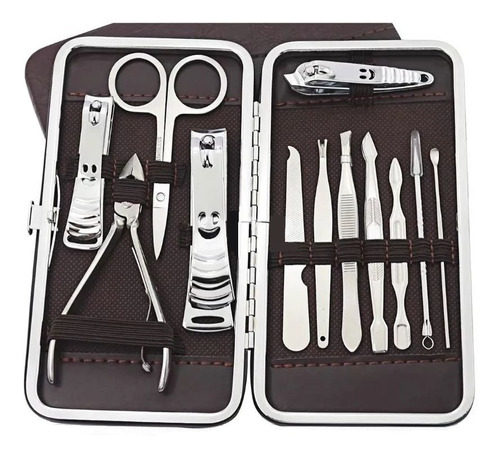 Set X12 Manicuria Pedicuria Con Estuche Alicate Tijera Limas