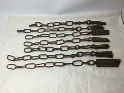 Vintage Primitive Rusty Horse Drawn Metal Chain Lot Of 7 G