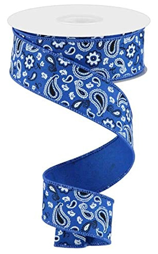 Bandana Lona Borde Alambre 10 Yarda Azul Rey 1.5 