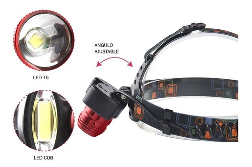Imagen 5 de 10 de Linterna Led Minero Zoom Vincha T6 + Cob Recargable Usb 12v