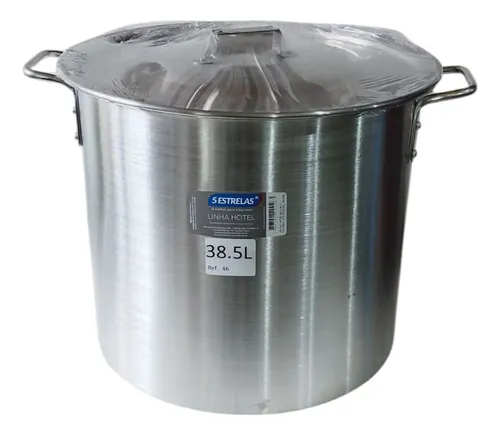 Olla Aluminio 38,5 Lts Medidas 38x33 Cms 5 Estrellas Brasil Gris
