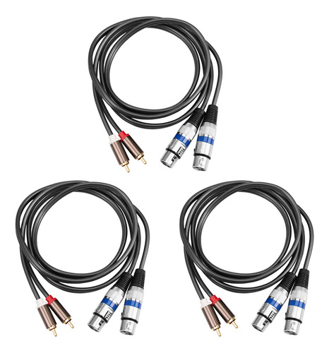 Cable Dual Rca Macho A Xlr Hembra, 3 Cables De Audio Hifi, 2