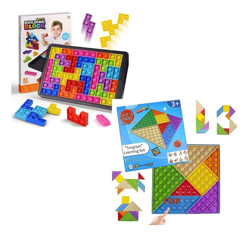 Juego Tetris + Tangram Pop It Para Niños Didactico Educativo