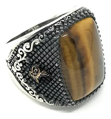 comprar Anillo Hombre Plata 925 Filigrana Ojo Tigre Turco