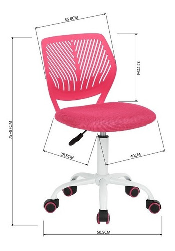 Silla De Oficina Altura Ajustable Carnation Rosa Moderna
