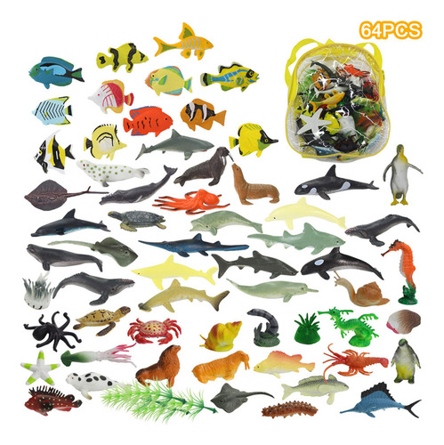 Juguete De Baño Sea Life Figure, Juego De 64 Piezas Con Anim