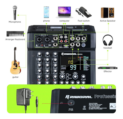 Interfaz De Audio De 6 Canales Que Mezcla La Placa De Sonido