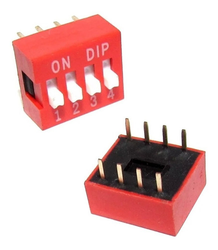 5 Dip Switch De 4 Posiciones Bits Vías Rojo Canal Deslizable