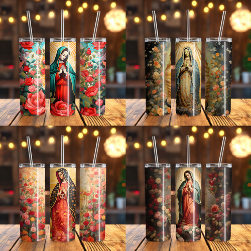36 Diseños Digitales Virgen Guadalupana Tumblers Png Sublima