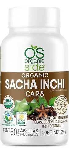 Organic Side Sacha Inchi Orgánica  60 Cápsulas Sabor Sin Sabor