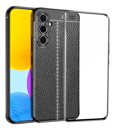 Estojo Para Samsung M14 Silicone Litchi Com Membrana De