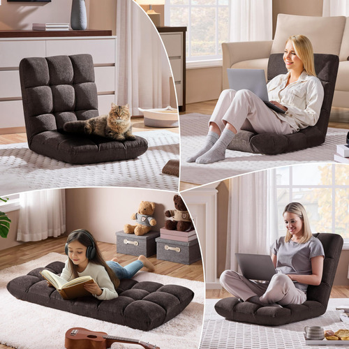 Silla Plegable Con Respaldo 14 Posiciones Color Marrón 2pcs
