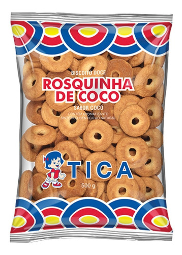 Biscoito Doce Rosquinha De Coco Tica Pacote 500g
