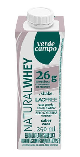 Shake Natural Whey Verde Campo Coco 26g 250ml