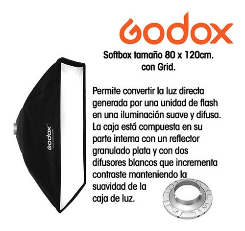 Imagen 2 de 10 de Softbox Para Bowens 80 X 120 Cm Godox