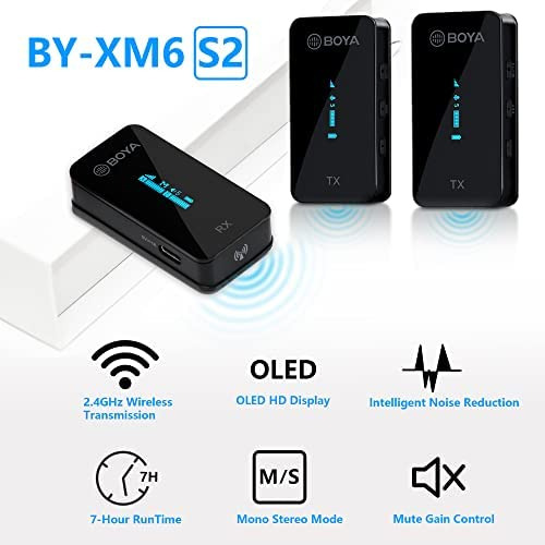 Boya By-xm6-s2 Micrófono De Solapa Inalámbrico De 2,4 Ghz De