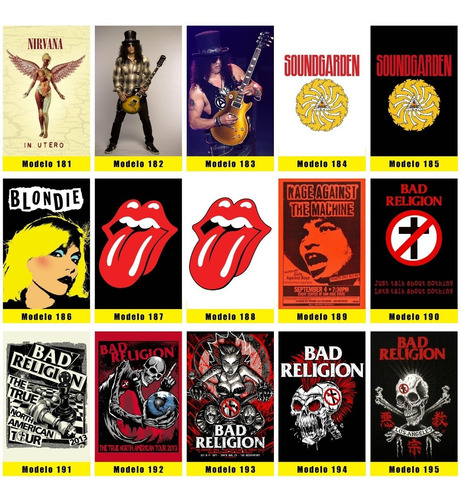 Kit 10 Placas Decorativas Show E Poster De Bandas De Rock