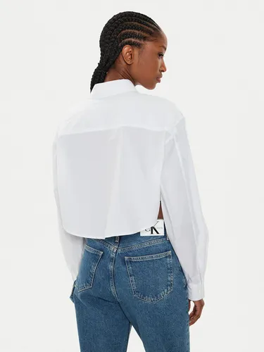 Camisa Woven Label Cropped Blanco Calvin Klein