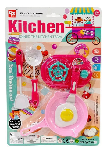Set Juego De Cocina Infantil 6 Pzs Kitchen Team