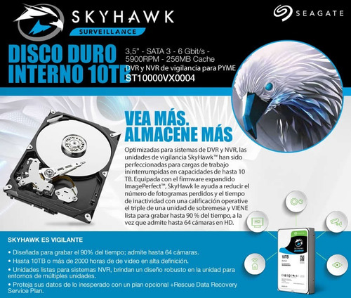 Disco Rigido Seagate Videovigilancia 10tb 5900rpm 256mb